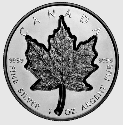 2023 Canada Rhodium Silver Maple Leaf SML $20 1 oz coin 99.99% Silver - Image 1 of 4