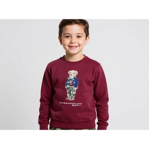 Niños Ralph Lauren Polo Oso Sudadera Borgoña Talla M 10-12 Cuello Redondo Manga Larga - Imagen 1 de 5