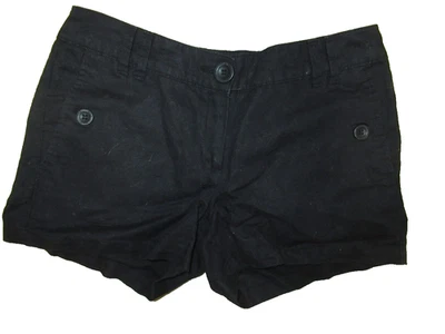Mango Black 55% Linen 45% Cotton Low Rise Flat Front Shorts USA Size 2 - Image 1 of 4