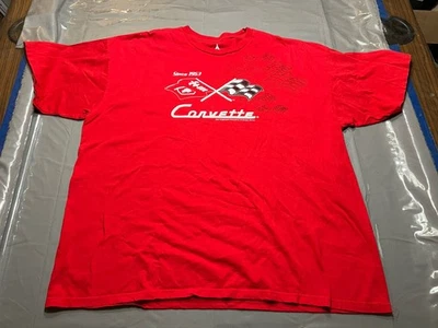 GM Corvette Graphic T-Shirt Men's 3XL Red Double Sided Logo History JH Design - Изображение 1 из 4