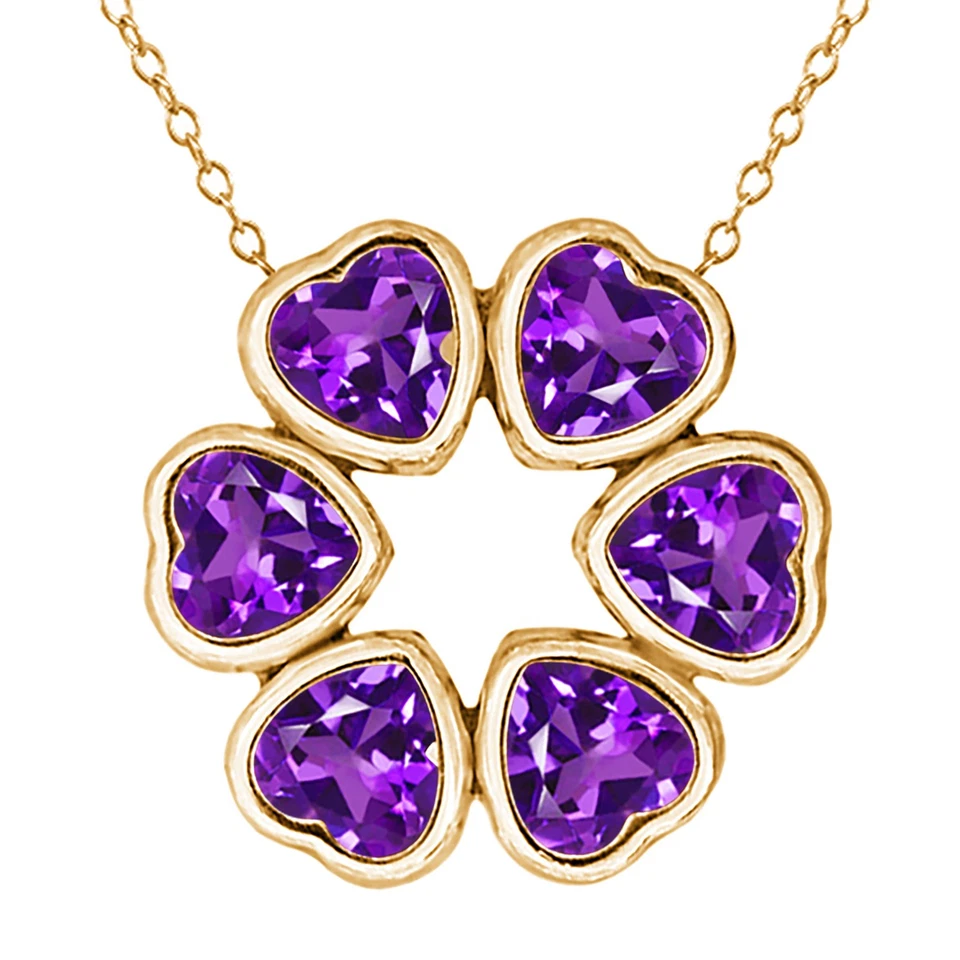 Colgante de plata enchapado en oro amarillo de 18 quilates amatista púrpura de 2,52 quilates con cadena Foto 1 de 1