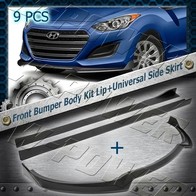 9 piezas negro mate para Hyundai Elantra GT 2013-2017 hatchback labio delantero + faldones laterales Foto 1 de 4