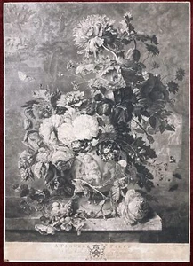A Flower Piece Mezzotint Print Huysum Earlom 1778 Houghton Gallery - Picture 1 of 7