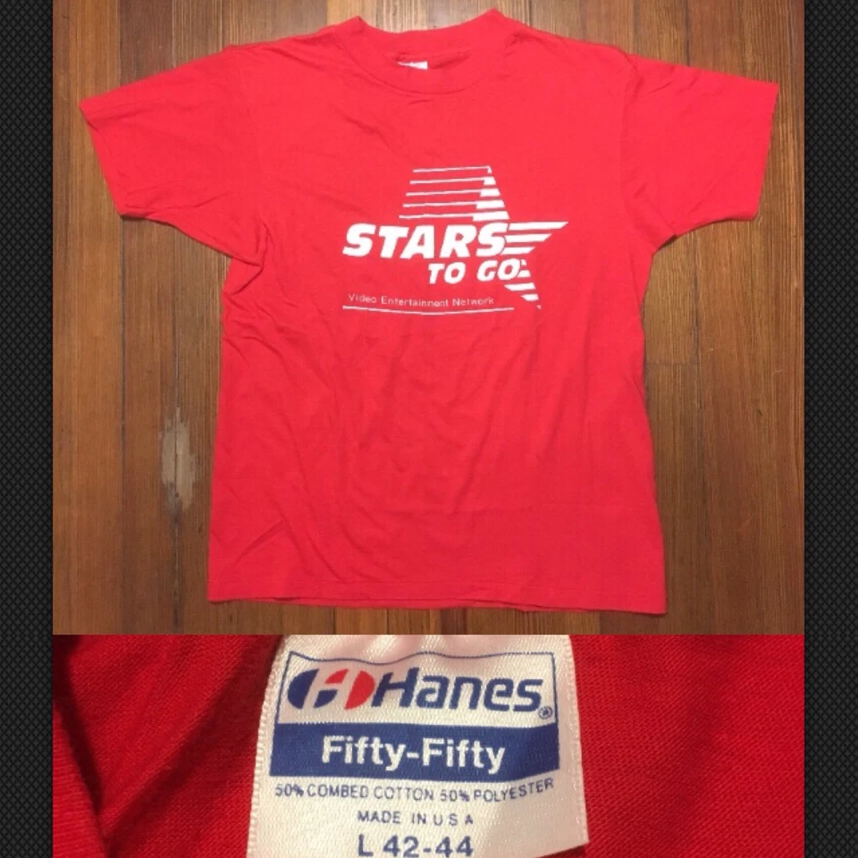 Camiseta De Colección Stars To Go Video Network VHS Hanes M/L Estrellas Películas Suave Delgada Foto 1 de 4