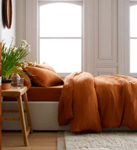 NEW Quince European Linen Terracotta Duvet Cover & Shams! King/ Cal King - Picture 1 of 4