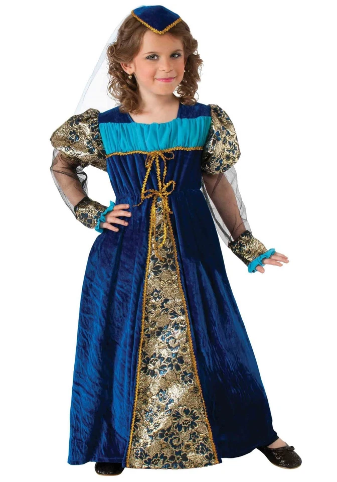 Renaissance Camelot Princess Child 2 Pc Blue & Gold Fancy Dress Up Costume Dress - Image 1 of 1