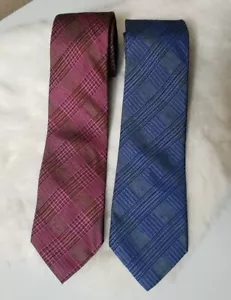 Calvin Klein Bundle Plaid Print Viscose/Silk Blend Ties(Set of 2) - Picture 1 of 4