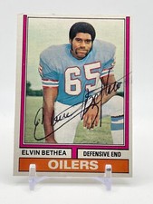 Elvin Bethea 1974 Topps #226 Autographed Card Oilers