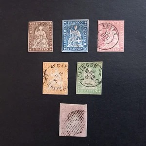 SCHWEIZ 1854/62 HELVETIA SITZUNG - STRUBEL - NR. 6 WERTE GEBRAUCHT - Bild 1 von 2