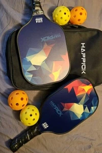 Happick Complete Pickleball Set-2 Paddles, Balls, Carrying Case NICE FIND!! NEW - Picture 1 of 4