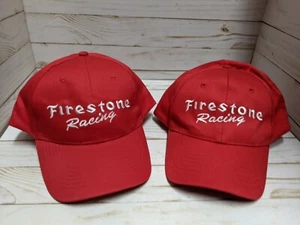 2 Firestone Racing Red Hat Lot Auto F1 Indy Car - Picture 1 of 2