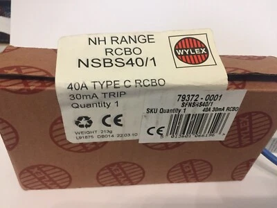 WYLEX  NH Range  NSBS40/1 40A Type C  230V  RCBO 30mA Trip - Image 1 of 2