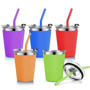 Kids Cups with Straws and Lids Leak Proof 12oz Sippy Cups for Toddlers 1-3 5 ... - Picture 1 of 7
