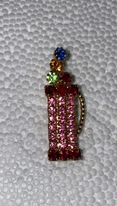 Golftasche und Schläger Anstecknadel Brosche mit Strass verziert - Bild 1 von 9