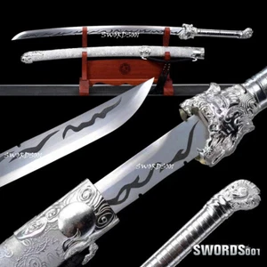 hand forged silvery fittings chinese sword carbon steel blade nice pattern 42'' - Picture 1 of 10