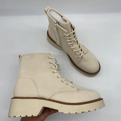 Madden Girl Carra Off White Lona Suelas Botas de combate con cordones talla 10 NUEVAS Foto 1 de 4