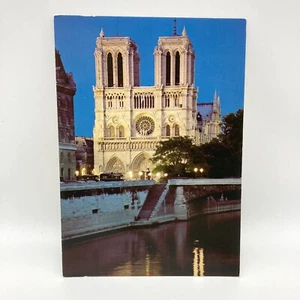 Vintage Postcard of Notre-Dame at Nightfall, Paris, France, Unposted - Picture 1 of 6