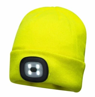 Portwest B029 Outdoor Work Beanie with Rechargeable Safety LED USB Head Light - Image 1 of 4