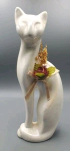 Iridescent Cream Tall Regal MCM Siamese Ceramic Cat Florals Rosenthal Netter? - Picture 1 of 13