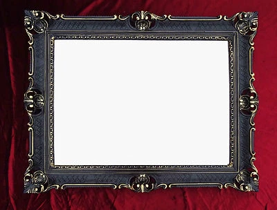 Miroir Baroque XXL Miroir Mural Noir / Or Antique Baroque Rococo 90x70 - Photo 1/4