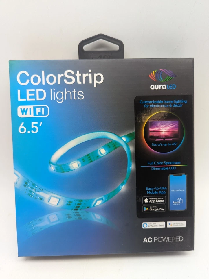 Tzumi Aura LED 10-Watt Equivalent 6.5 ft. Wifi Enabled Smart Color Strip LED