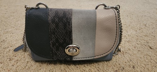 Coach Exotic Faye Tracolla Catena Cinghia Turnlock Blu Multi