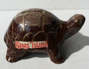 Turtle Figurine Kings Island Souvenir Brown Gold Coin Bank Ceramic Made In Japan - Imagen 1 de 1