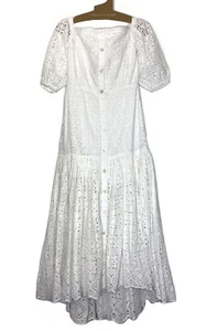 VERONICA BEARD Cali Eyelet Off Shoulder Maxi Dress White (MSRP $748) - Picture 1 of 3