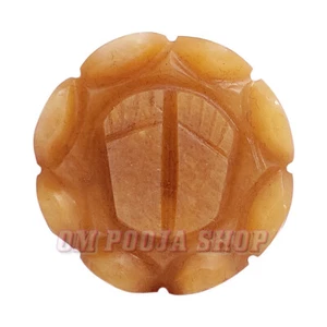 Orange Aventurine Lakshmi Charan Paduka on Lotus Flower Gemstone Paduka OmPooja - Picture 1 of 3