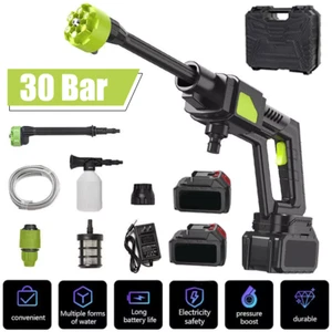 Portable Cordless Car High Pressure Washer Jet Water Wash Cleaner Gun +2 Battery - Picture 1 of 15