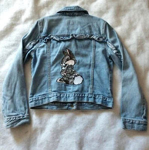 Disney Gapkids Denim Jacket Toddler Large Thumper Rabbit Bambi Sequin Ruffle - Picture 1 of 19