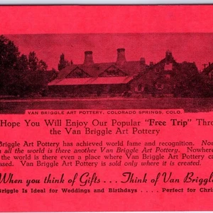 c1940s Colorado Springs, CO Van Briggle Arte Cerámica Promoción Folleto Tarjeta Anuncio C47 - Imagen 1 de 3