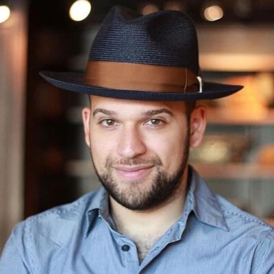 Goorin Bros - Butch Jackson - Navy - Hemp Straw Fedora - Large - MSRP: $220 - Image 1 of 4