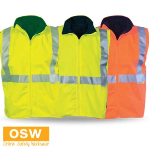 HiVis Reversible Vest with 3m Reflective Tape Polar Fleece Two Side Pockets 3865 - Picture 1 of 5
