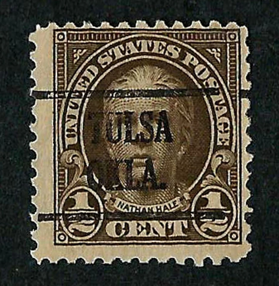USA, SCOTT # 653, PRECANCEL TULSA, OKLA, YEAR 1928 NATHAN HALE, GOOD CONDITION - Image 1 of 1
