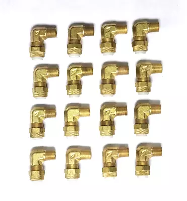 IMPERIAL 90° ELBOW ADAPTERS 3/8" TUBE X 1/8" MNPT (LOT OF 16) BRASS - Image 1 of 4