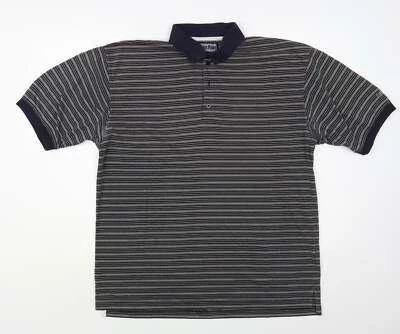Cypress Point Mens Blue Striped Polyester Blend Polo Size L Collared Button - Image 1 of 4