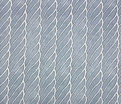 BALLARD DESIGNS MORGAN BLUE WHITE GEOMETRIC STRIPE DESIGNER FABRIC BY YARD 54"W - Image 1 of 4