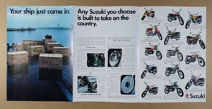 1971 Suzuki Motorcycles 14 Models color illustrations photos vintage print Ad - Picture 1 of 2