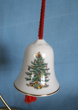 SPODE CHRISTMAS TREE BELL ORNAMENT~3rd in SERIES~RED TASSEL~2-1/2"~IOB~ENGLAND
