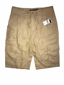 Sean John Mens Linen Blend Drawstrings Cargo Shorts Khaki Tan Size 32 NWT C13 - Picture 1 of 3