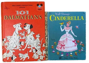WALT DISNEY 101 Dalmatians + Cinderella Little Golden Books Publishing 1980s - Picture 1 of 6