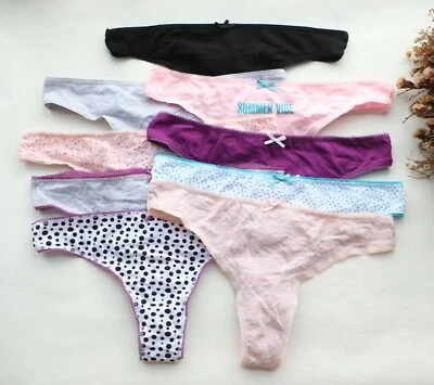 6PCS Women Sexy Thongs cotton Underwear T-Back Hipster G-string Panties XS-S-M-L - Image 1 of 4