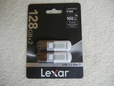 Lexar Jumpdrive V100 USB 3.2 Gen 1 128GB  2 Pack  NEW - Image 1 of 4