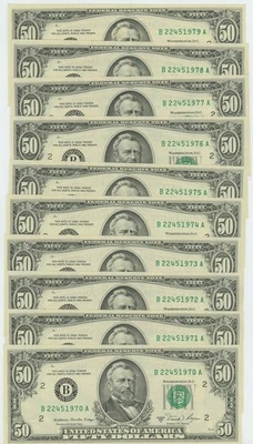 FR. 2121B $50 1981A Federal Reserve Notes 10 Consecutive New York DC-6253 - Image 1 of 3