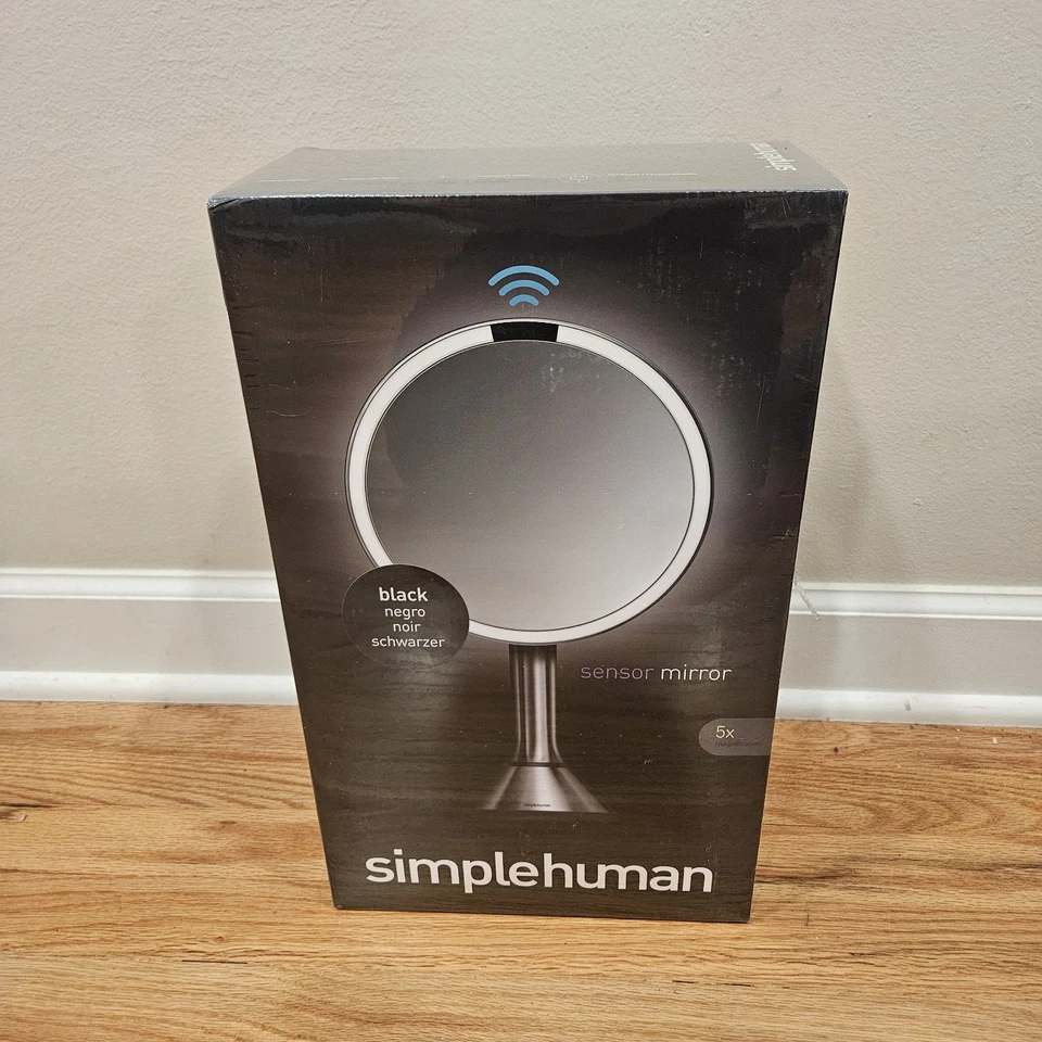 -SIMPLEHUMAN LED Make-Up Mirror with Touch-Control Brightness Sensor - Black