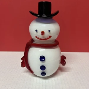 Vintage Schneemann aus mundgeblasenem Glas schwer - Bild 1 von 8