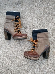 Botas Charles Diesel con cordones tacón bloque - detalles de mezclilla talla 37 - Imagen 1 de 17