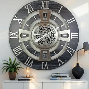 The Gears Uhr ENGLAND LINE WANDUHR RUND 36 ZOLL VINTAGE SCHWARZ - Bild 1 von 13