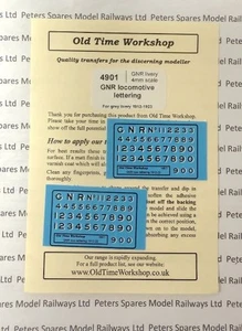 Calcomanías de letras de locomotora Old Time Workshop 4901 GNR calibre OO - Imagen 1 de 1